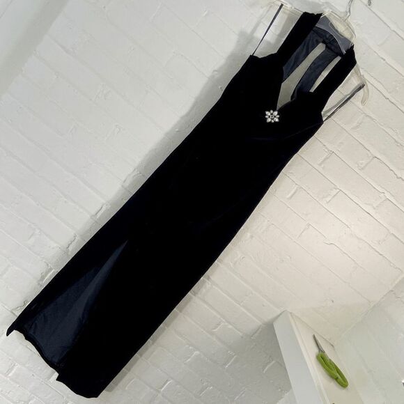 Jessica McClintock 90s Gunne Sax Black Velvet Halter Formal Gown Dress Prom - XS - Picture 10 of 10